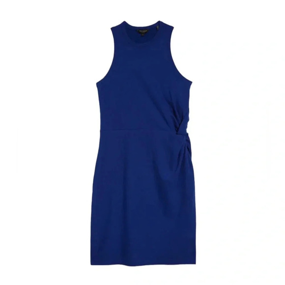 Ted Baker Livviaa Knot Front Jersey Mini Dress Blue Size 8 NWT - Picture 2 of 13
